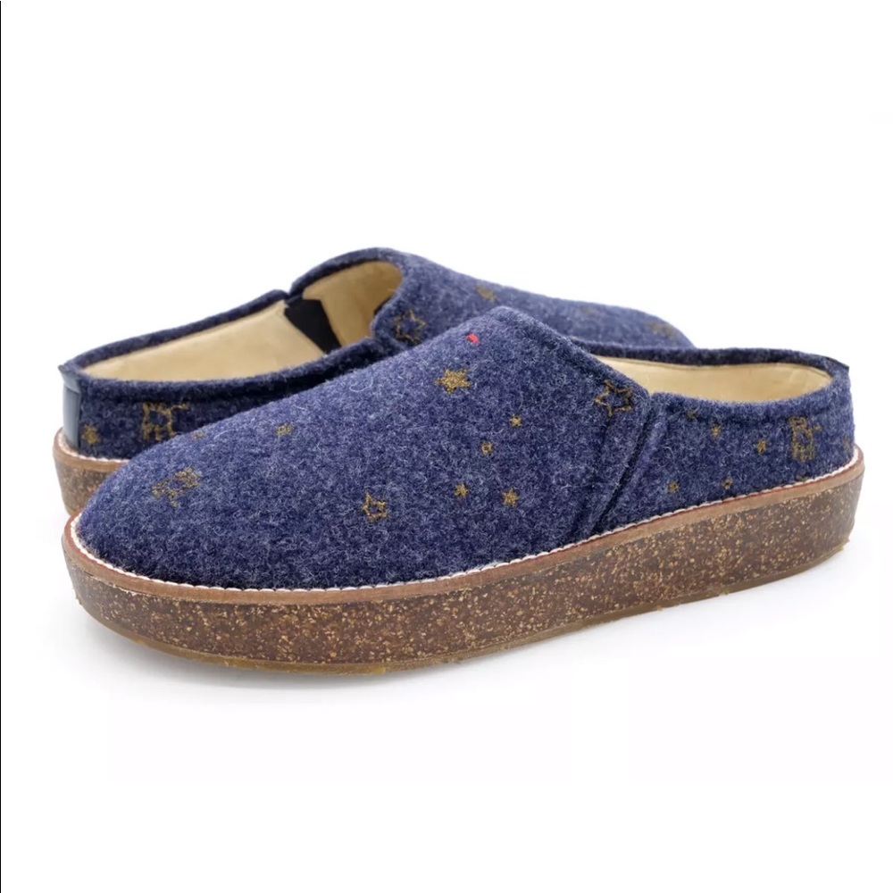 ED By Ellen Womens Tillie Blue Felt Slip On Sandal